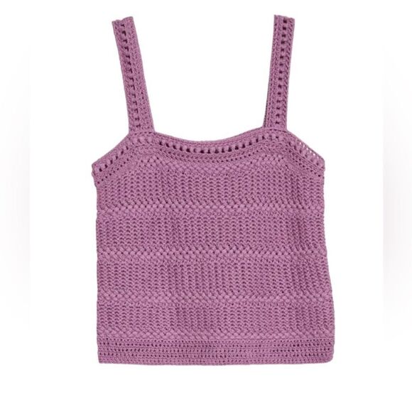 Vince Crochet Chunky Knit Tank Top Lilac Purple Size Medium - Picture 1 of 12
